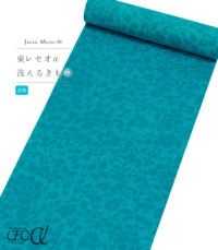 【反物】東レ セオα JAPAN MODE 小紋（花更紗：ターコイズ） 0019-00201-B-T